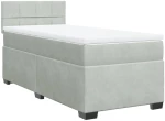 vidaXL Κρεβάτι Boxspring με Στρώμα Ανοιχτό Γκρι 100x200 εκ. Βελούδινο