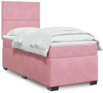 vidaXL Κρεβάτι Boxspring με Στρώμα Ροζ 90x190 εκ. Βελούδινο