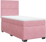 vidaXL Κρεβάτι Boxspring με Στρώμα Ροζ 90x190 εκ. Βελούδινο