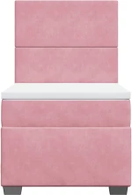 vidaXL Κρεβάτι Boxspring με Στρώμα Ροζ 90x190 εκ. Βελούδινο