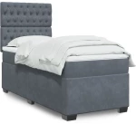 vidaXL Κρεβάτι Boxspring με Στρώμα Σκούρο Γκρι 90x190 εκ. Βελούδινο