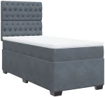 vidaXL Κρεβάτι Boxspring με Στρώμα Σκούρο Γκρι 90x190 εκ. Βελούδινο