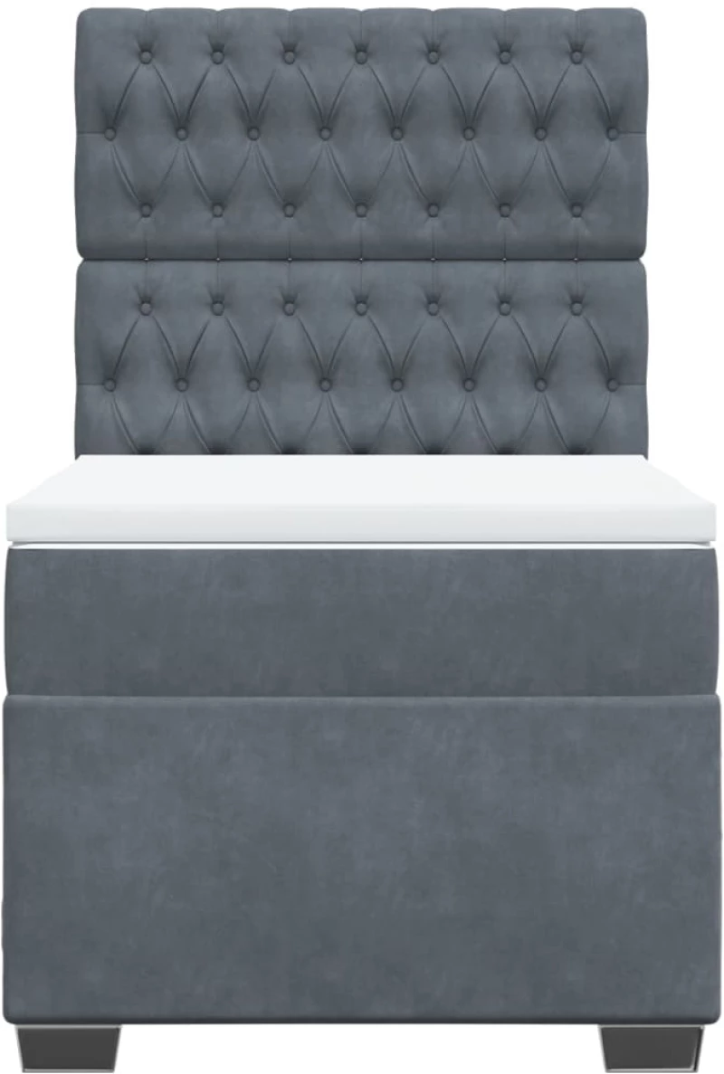 vidaXL Κρεβάτι Boxspring με Στρώμα Σκούρο Γκρι 90x190 εκ. Βελούδινο