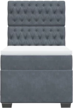 vidaXL Κρεβάτι Boxspring με Στρώμα Σκούρο Γκρι 90x190 εκ. Βελούδινο