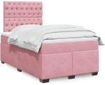 vidaXL Κρεβάτι Boxspring με Στρώμα Ροζ 120x200 εκ. Βελούδινο