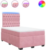 vidaXL Κρεβάτι Boxspring με Στρώμα Ροζ 120x200 εκ. Βελούδινο