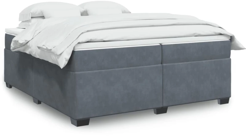 vidaXL Κρεβάτι Boxspring με Στρώμα Σκούρο Γκρι 200x200 εκ. Βελούδινο