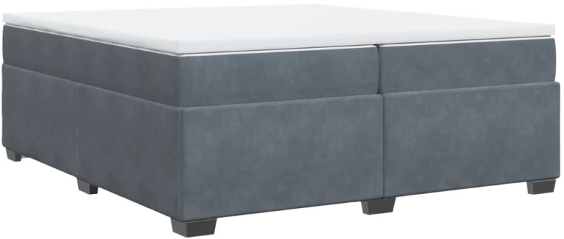 vidaXL Κρεβάτι Boxspring με Στρώμα Σκούρο Γκρι 200x200 εκ. Βελούδινο