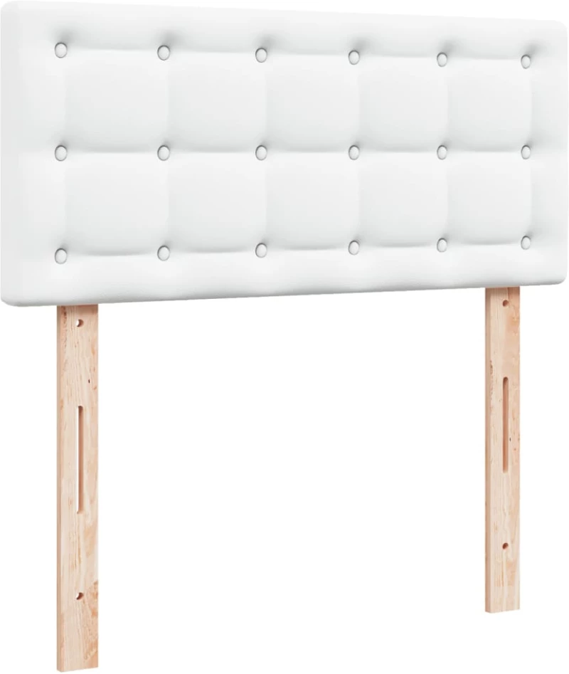 vidaXL Κρεβάτι Boxspring με Στρώμα Λευκό 80 x 200 εκ. Συνθετικό Δέρμα