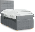 vidaXL Κρεβάτι Boxspring με Στρώμα Ανοιχτό Γκρι 90x190 εκ. Υφασμάτινο