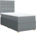 vidaXL Κρεβάτι Boxspring με Στρώμα Ανοιχτό Γκρι 90x190 εκ. Υφασμάτινο