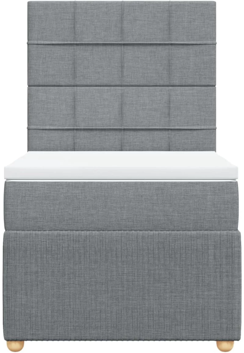 vidaXL Κρεβάτι Boxspring με Στρώμα Ανοιχτό Γκρι 90x190 εκ. Υφασμάτινο