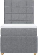 vidaXL Κρεβάτι Boxspring με Στρώμα Ανοιχτό Γκρι 90x190 εκ. Υφασμάτινο
