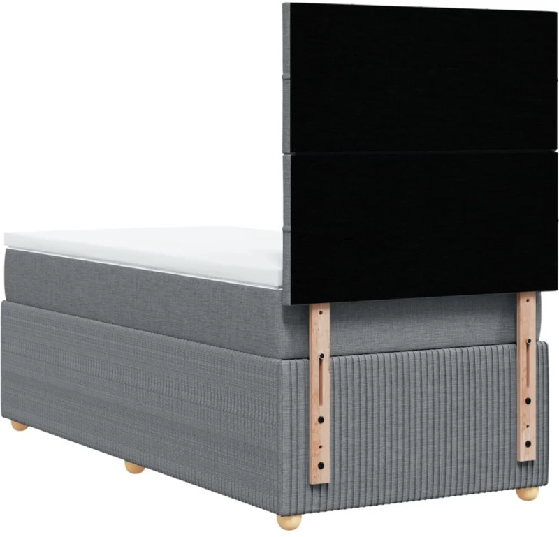 vidaXL Κρεβάτι Boxspring με Στρώμα Ανοιχτό Γκρι 90x190 εκ. Υφασμάτινο