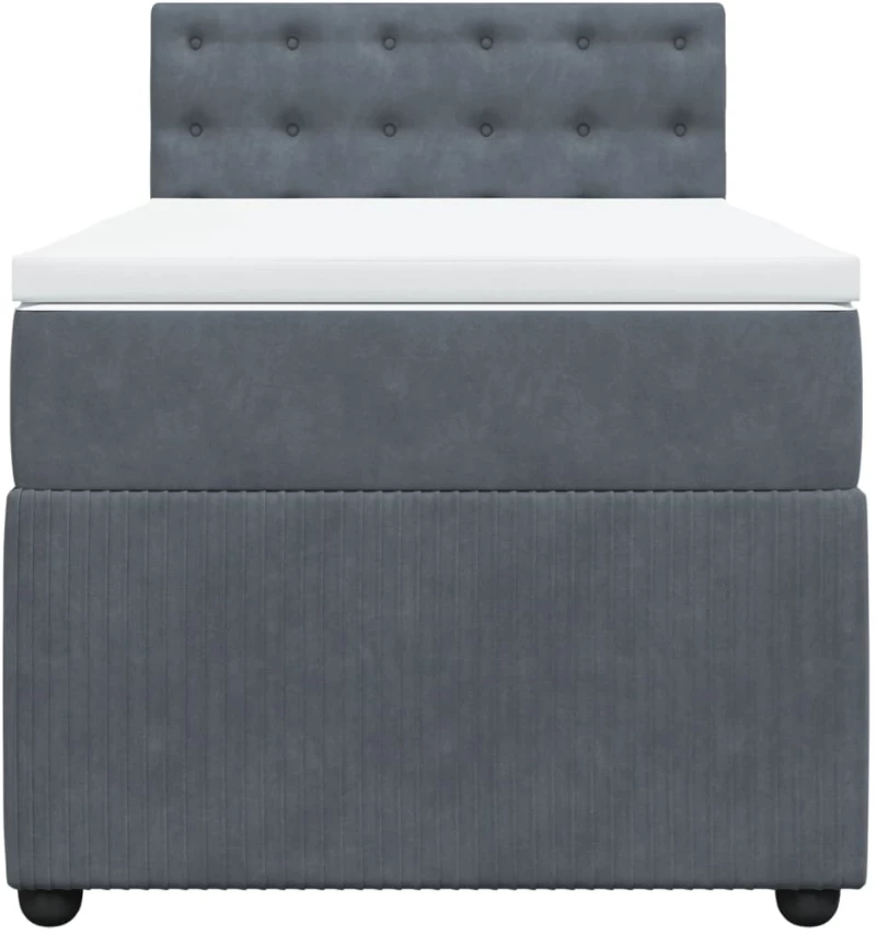 vidaXL Κρεβάτι Boxspring με Στρώμα Σκούρο Γκρι 100x200 εκ. Βελούδινο