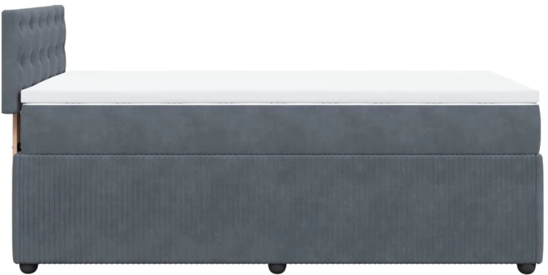vidaXL Κρεβάτι Boxspring με Στρώμα Σκούρο Γκρι 100x200 εκ. Βελούδινο