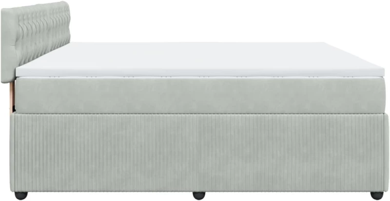 vidaXL Κρεβάτι Boxspring με Στρώμα Ανοιχτό Γκρι 200x200 εκ. Βελούδινο
