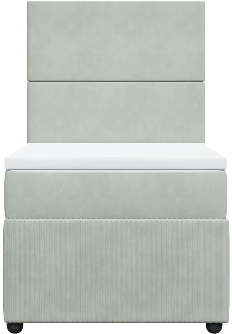 vidaXL Κρεβάτι Boxspring με Στρώμα Ανοιχτό Γκρι 100x200 εκ. Βελούδινο