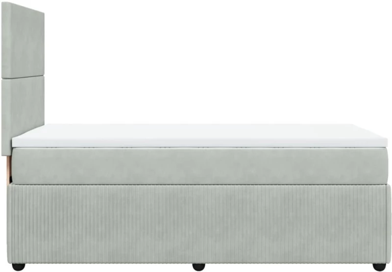 vidaXL Κρεβάτι Boxspring με Στρώμα Ανοιχτό Γκρι 100x200 εκ. Βελούδινο