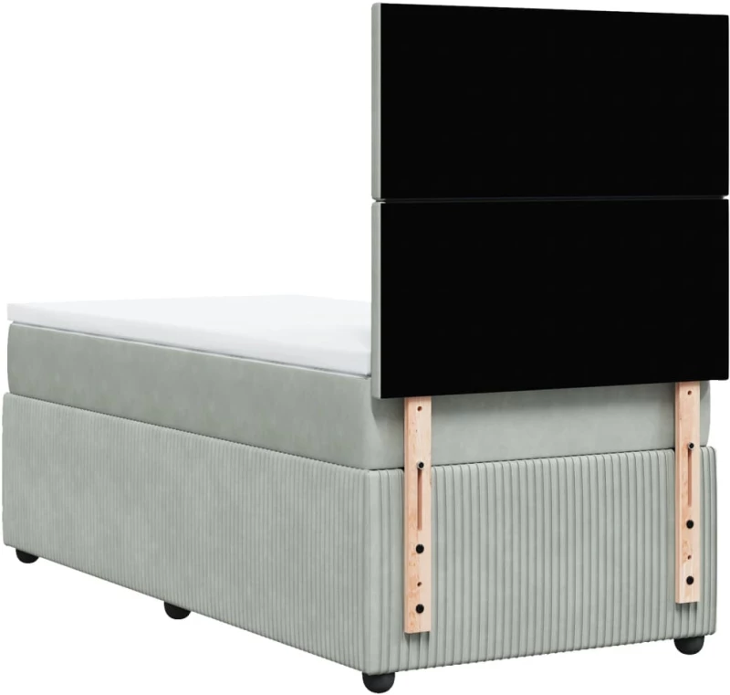 vidaXL Κρεβάτι Boxspring με Στρώμα Ανοιχτό Γκρι 100x200 εκ. Βελούδινο