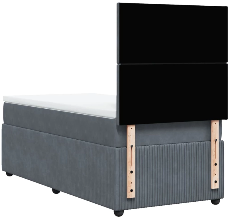 vidaXL Κρεβάτι Boxspring με Στρώμα Σκούρο Γκρι 90x190 εκ. Βελούδινο