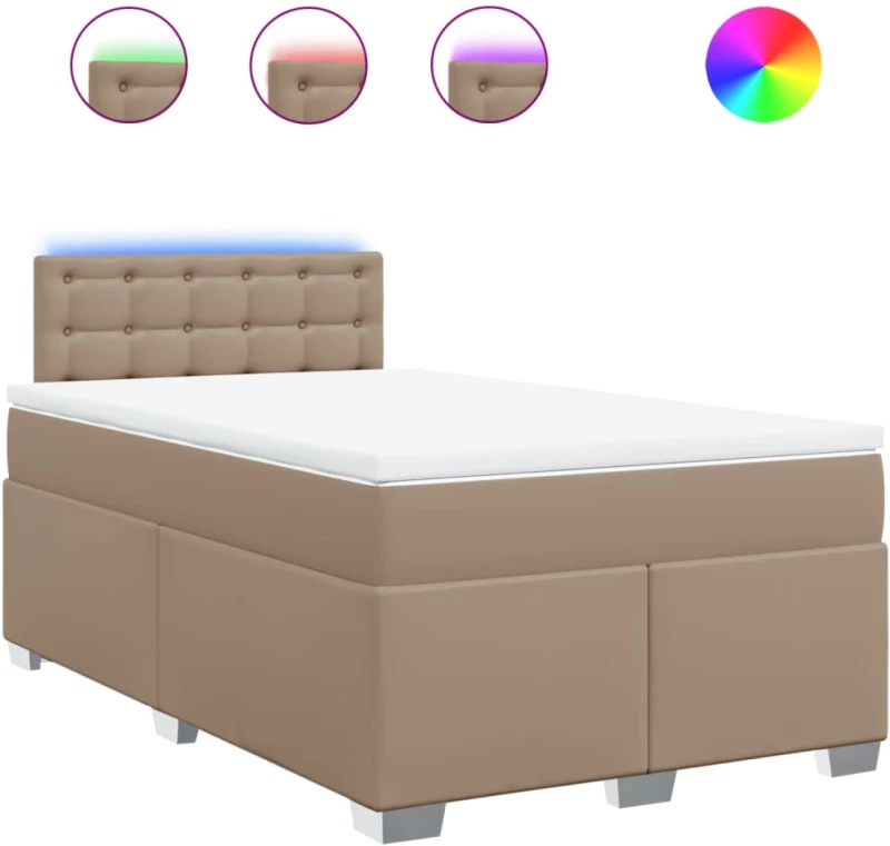 vidaXL Κρεβάτι Boxspring με Στρώμα Καπουτσίνο 120x190εκ.από Συνθ.Δέρμα