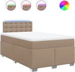 vidaXL Κρεβάτι Boxspring με Στρώμα Καπουτσίνο 120x190εκ.από Συνθ.Δέρμα
