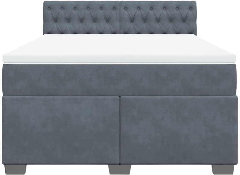 vidaXL Κρεβάτι Boxspring με Στρώμα Σκούρο Γκρι 140x200 εκ. Βελούδινο