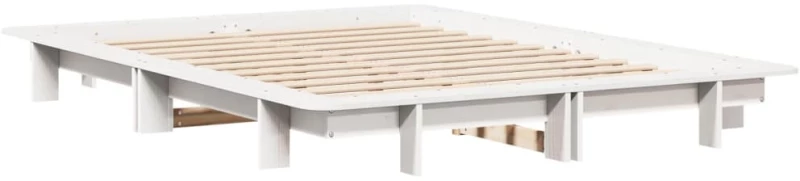 vidaXL Σκελετός Κρεβ. Χωρίς Στρώμα Λευκό 150x200 εκ Μασίφ Πεύκο