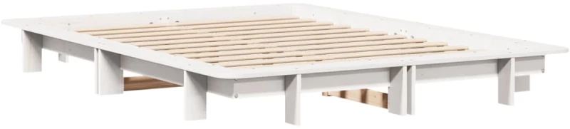vidaXL Σκελετός Κρεβ. Χωρίς Στρώμα Λευκό 150x200 εκ Μασίφ Πεύκο