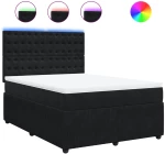 vidaXL Κρεβάτι Boxspring με Στρώμα Μαύρο 160x200 εκ. Βελούδινο