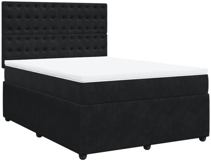 vidaXL Κρεβάτι Boxspring με Στρώμα Μαύρο 160x200 εκ. Βελούδινο