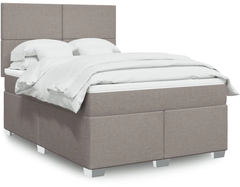 vidaXL Κρεβάτι Boxspring με Στρώμα Taupe 140x200 εκ. Υφασμάτινο