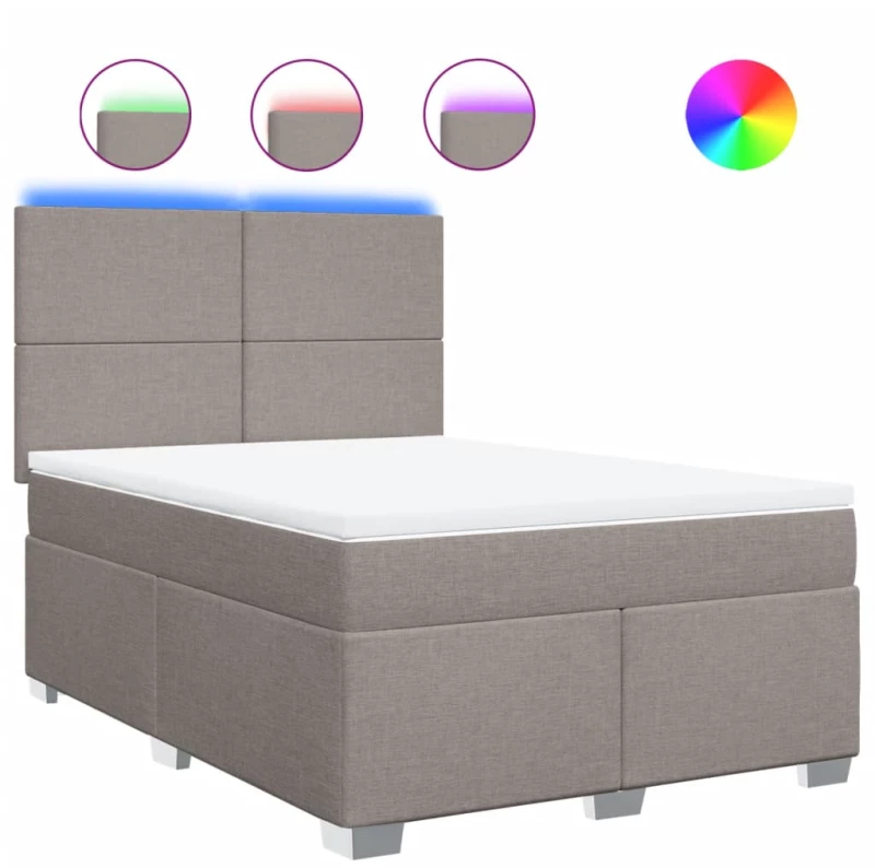 vidaXL Κρεβάτι Boxspring με Στρώμα Taupe 140x200 εκ. Υφασμάτινο