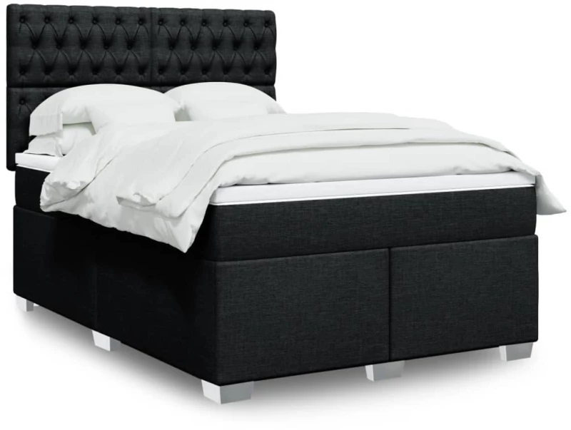 vidaXL Κρεβάτι Boxspring με Στρώμα Μαύρο 160x200 εκ. Υφασμάτινο