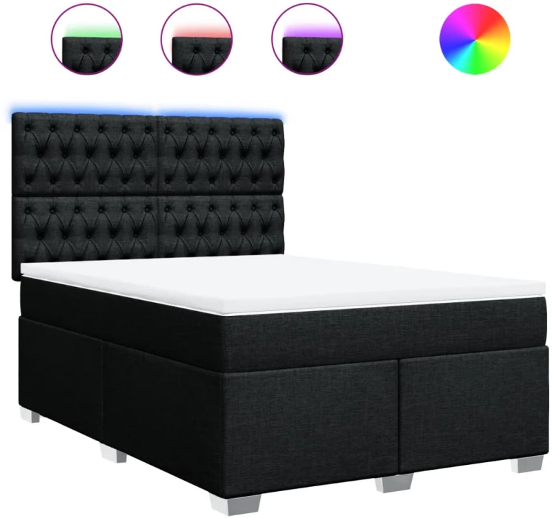 vidaXL Κρεβάτι Boxspring με Στρώμα Μαύρο 160x200 εκ. Υφασμάτινο