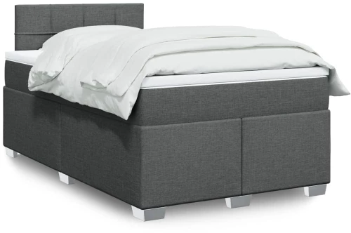 vidaXL Κρεβάτι Boxspring με Στρώμα Σκούρο Γκρι 120x200 εκ. Υφασμάτινο