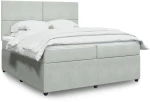 vidaXL Κρεβάτι Boxspring με Στρώμα Ανοιχτό Γκρι 200x200 εκ. Βελούδινο