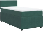 vidaXL Κρεβάτι Boxspring με Στρώμα Σκούρο Πράσινο 100x200εκ. Βελούδινο