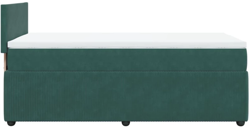vidaXL Κρεβάτι Boxspring με Στρώμα Σκούρο Πράσινο 100x200εκ. Βελούδινο