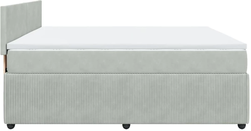vidaXL Κρεβάτι Boxspring με Στρώμα Ανοιχτό Γκρι 200x200 εκ. Βελούδινο