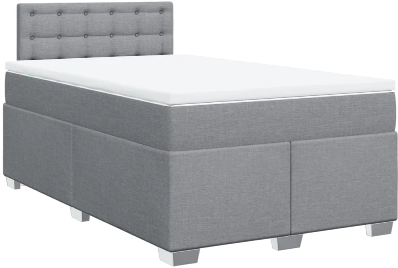 vidaXL Κρεβάτι Boxspring με Στρώμα Ανοιχτό Γκρι 120x200 εκ. Υφασμάτινο