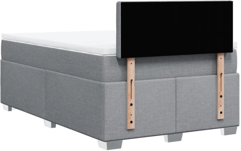 vidaXL Κρεβάτι Boxspring με Στρώμα Ανοιχτό Γκρι 120x200 εκ. Υφασμάτινο