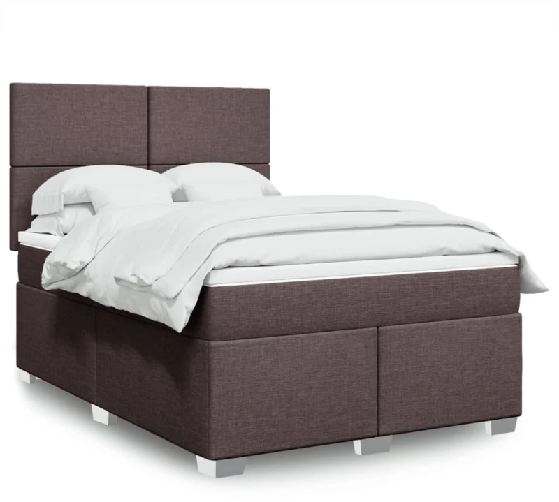 vidaXL Κρεβάτι Boxspring με Στρώμα Σκούρο Καφέ 140x200 εκ Υφασμάτινο