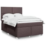 vidaXL Κρεβάτι Boxspring με Στρώμα Σκούρο Καφέ 140x200 εκ Υφασμάτινο