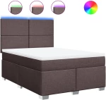 vidaXL Κρεβάτι Boxspring με Στρώμα Σκούρο Καφέ 140x200 εκ Υφασμάτινο