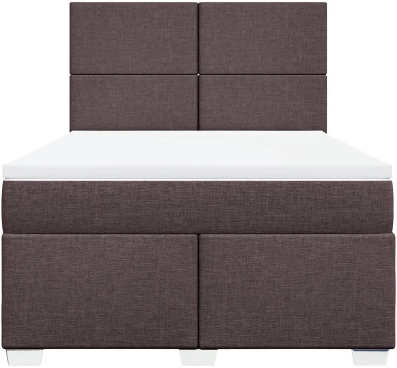 vidaXL Κρεβάτι Boxspring με Στρώμα Σκούρο Καφέ 140x200 εκ Υφασμάτινο
