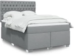 vidaXL Κρεβάτι Boxspring με Στρώμα Ανοιχτό Γκρι 140x200 εκ. Υφασμάτινο