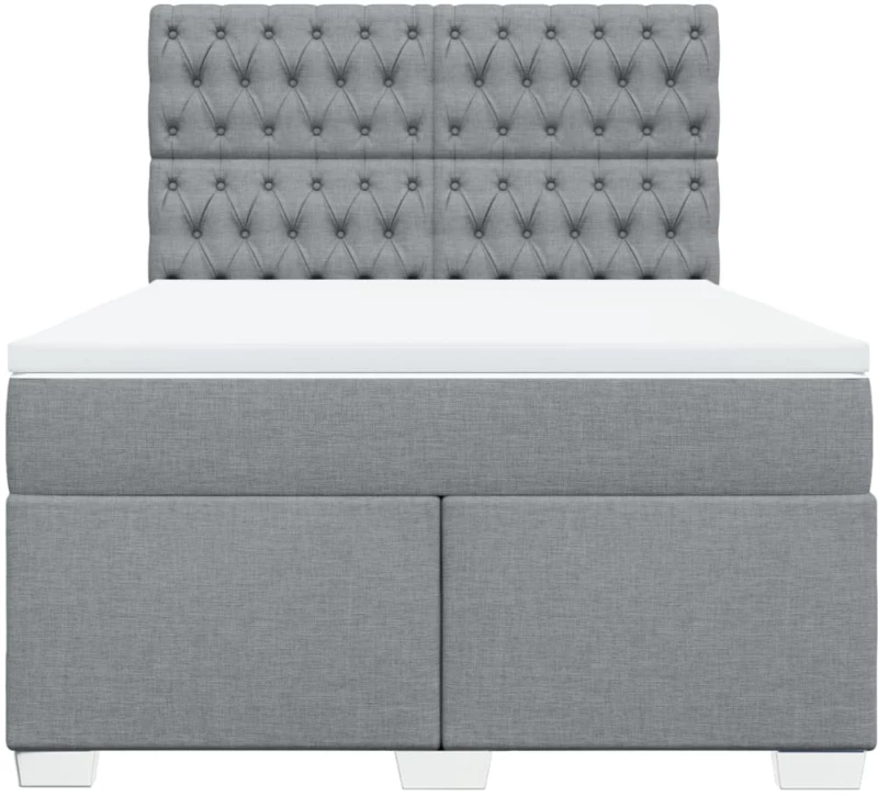 vidaXL Κρεβάτι Boxspring με Στρώμα Ανοιχτό Γκρι 140x200 εκ. Υφασμάτινο