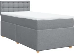 vidaXL Κρεβάτι Boxspring με Στρώμα Ανοιχτό Γκρι 90x200 εκ. Υφασμάτινο
